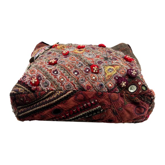 Simone Camille Embroidered Beaded Boho Bag Vintage Antique Textiles EUC - Picture 11 of 16